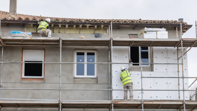 Trabajos de rehabilitación energética en la fachada y las ventanas de una vivienda